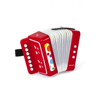 Acordeon din lemn Janod, rosu