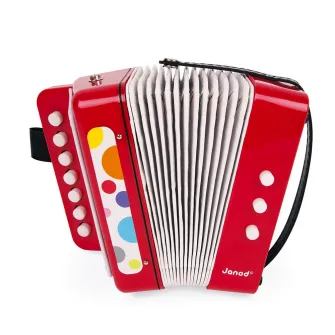 Acordeon din lemn Janod, rosu