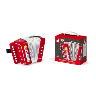 Acordeon din lemn Janod, rosu