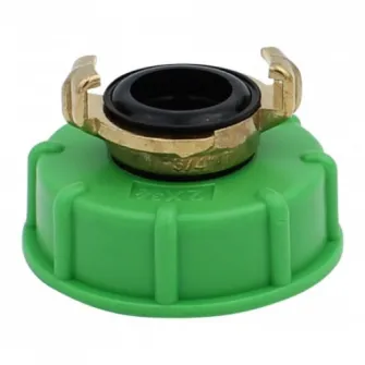 Adaptor IBC pentru furtun, DN50, Filet exterior S60x6, Cuplare rapida SK, Auriu/Verde