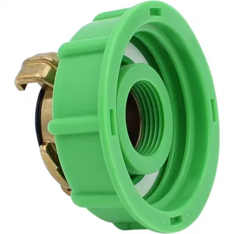 Adaptor IBC pentru furtun, DN50, Filet exterior S60x6, Cuplare rapida SK, Auriu/Verde
