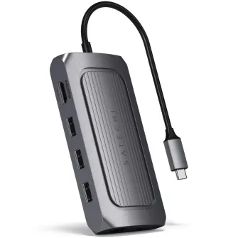 Adaptor multiport USB-4 Satechi Satechi 8K HDMI 1x8K HDMI/30Hz, USB-C PD 100W, Ethernet, 2xUSB-A 3.2, 1xUSB-A 2.0, Micro/SD, 3.5mm audio, Gri spatial