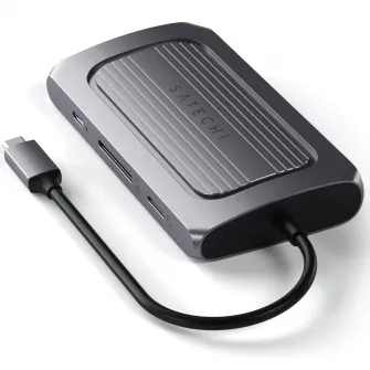 Adaptor multiport USB-4 Satechi Satechi 8K HDMI 1x8K HDMI/30Hz, USB-C PD 100W, Ethernet, 2xUSB-A 3.2, 1xUSB-A 2.0, Micro/SD, 3.5mm audio, Gri spatial