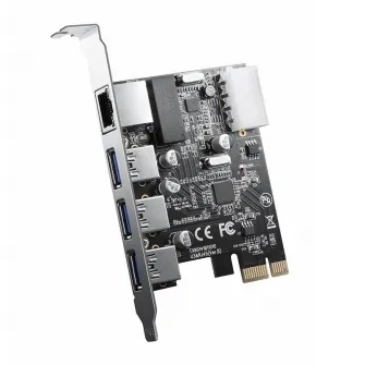 Adaptor PCI-Express Orico PNU-3A1R 3 port-uri USB 3.0 si LAN