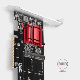 Adaptor PCIE 3.0 8X la 2X NVME M.2 Axagon PCEM2-ND