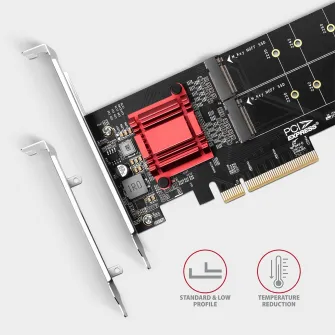 Adaptor PCIE 3.0 8X la 2X NVME M.2 Axagon PCEM2-ND