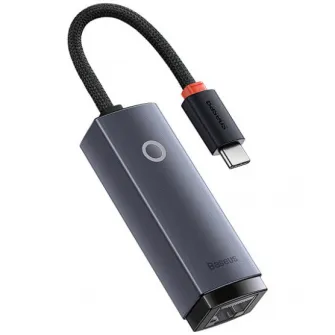 Adaptor placa de retea Baseus Lite WKQX000313, USB Type-C - RJ-45 Gigabit LAN, metalic, LED, gri