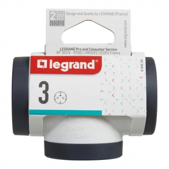 Adaptor priza Legrand Revolution L694520, 3 prize laterale, 16A, Alb