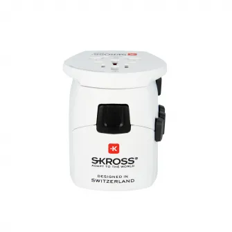 Adaptor priza universal Skross Pro World, compatibil pentru Europa, Australia/China, UK, USA/Japonia, Elvetia, Italia, Brazilia, 100 V - 250 V, 7 A