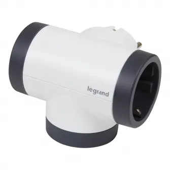 Adaptor rotativ pentru priza Legrand Revolution L694522, USB tip A si C, 3A-5V 15W, 2 prize, 16A, Alb/Gri inchis