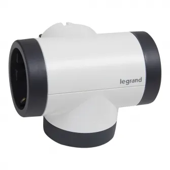 Adaptor rotativ pentru priza Legrand Revolution L694522, USB tip A si C, 3A-5V 15W, 2 prize, 16A, Alb/Gri inchis
