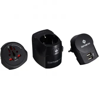 Adaptor travel Samsonite PRO 3-P+USB, negru