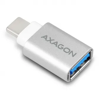 Adaptor USB 3.1 Type-C la USB Type-A Axagon RUCM-AFA, Aluminiu, Lungime 33mm, Suport 2.4A Fast Charging, Argintiu