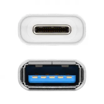 Adaptor USB 3.1 Type-C la USB Type-A Axagon RUCM-AFA, Aluminiu, Lungime 33mm, Suport 2.4A Fast Charging, Argintiu