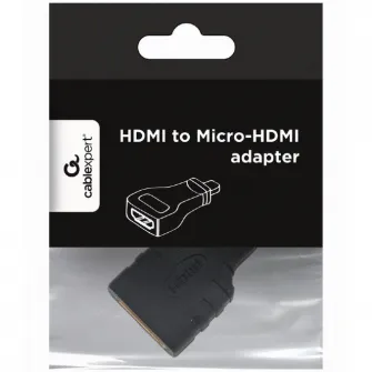 adaptor video Gembird, HDMI (M) la Micro-HDMI (T), conectori auriti, Negru, A-HDMI-FD