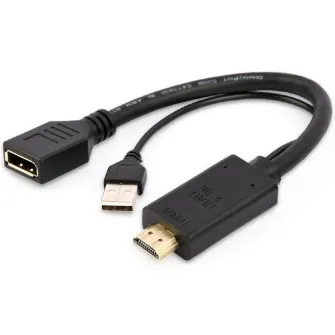 adaptor video Gembird, HDMI (T) la DisplayPort (M), rezolutie maxima 4K la 30Hz, Negru, A-HDMIM-DPF-01