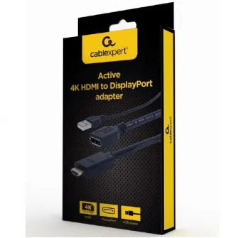 adaptor video Gembird, HDMI (T) la DisplayPort (M), rezolutie maxima 4K la 30Hz, Negru, A-HDMIM-DPF-01