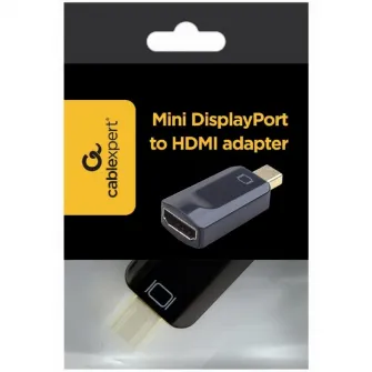 Adaptor video Gembird, Mini-DisplayPort (T) la HDMI (M), rezolutie maxima Full HD la 60Hz, Negru, A-mDPM-HDMIF-01