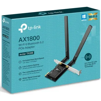 Adaptor Wi-Fi Bluetooth TP-Link Archer TX20E, adaptor PCIe, Wi-Fi 6, AX1800, Wi-Fi Dual-Band, Bluetooth 5.2