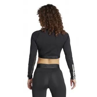 adidas Performance, Bluza crop cu maneci raglan, pentru fitness Hyperglam, Negru, L