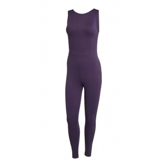 adidas Performance, Salopeta fara maneci cu decupaj pe partea din spate pentru fitness, Mov inchis, L