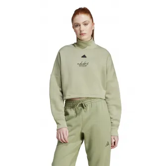 adidas Sportswear, Bluza crop de trening cu guler inalt, Sparanghel, 2XS