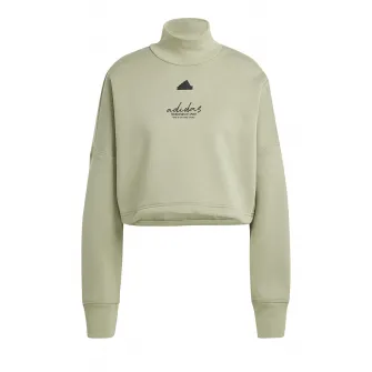adidas Sportswear, Bluza crop de trening cu guler inalt, Sparanghel, 2XS