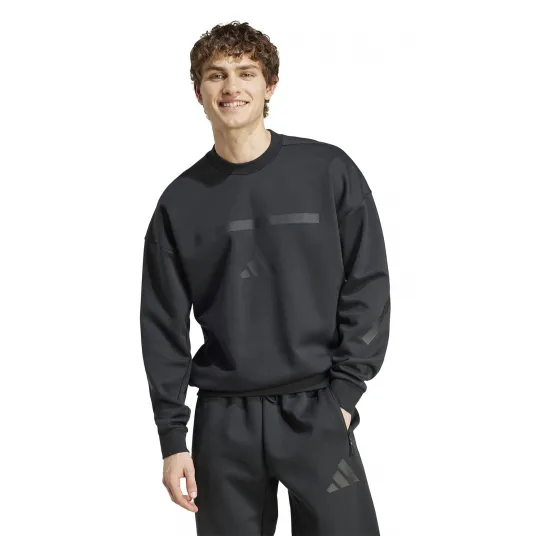 adidas Sportswear,Bluza de trening cu decolteu la baza gatului si maneci cazute Z.N.E., Negru, M