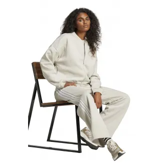 adidas Sportswear, Bluza de trening cu fermoar si guler basebal, Alb fildes, S