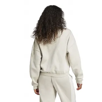 adidas Sportswear, Bluza de trening cu fermoar si guler basebal, Alb fildes, S