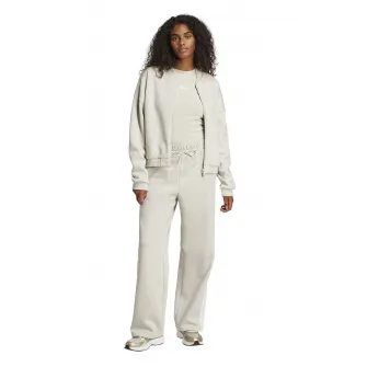 adidas Sportswear, Bluza de trening cu fermoar si guler basebal, Alb fildes, S