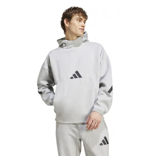 adidas Sportswear, Hanorac cu maneci cazute Z.N.E. HD, Negru, Gri deschis melange, M