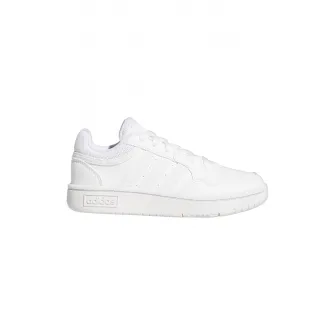 adidas Sportswear, Pantofi sport de piele ecologica cu insertii de plasa Hoops 3.0, Alb optic, 31.5 EU