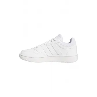 adidas Sportswear, Pantofi sport de piele ecologica cu insertii de plasa Hoops 3.0, Alb optic, 31.5 EU
