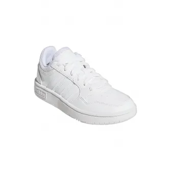 adidas Sportswear, Pantofi sport de piele ecologica cu insertii de plasa Hoops 3.0, Alb optic, 31.5 EU