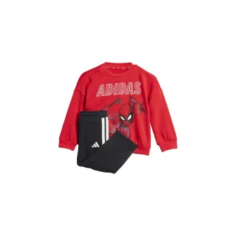 adidas Sportswear, Set de bluza si pantaloni de trening cu imprimeu cu Spider-Man, Rosu, Negru, 74 CM