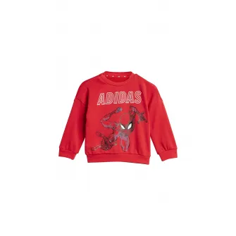 adidas Sportswear, Set de bluza si pantaloni de trening cu imprimeu cu Spider-Man, Rosu, Negru, 74 CM
