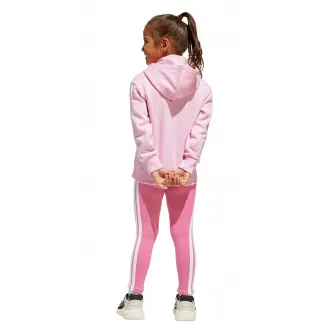 adidas Sportswear, Set de colanti si hanorac cu logo, Roz pastel, Alb optic, 122 CM