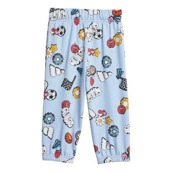 adidas Sportswear, Set de pantaloi si bluza de trening cu imprimeu - 2 piese, Alb fildes, Portocaliu mandarina, Albastru royal, 92 CM