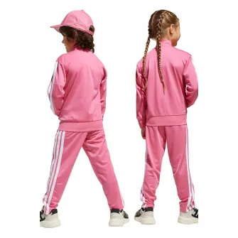 adidas Sportswear, Trening cu detali logo, Alb, Roz pastel, 104 CM
