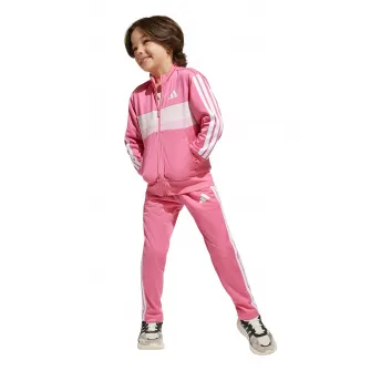adidas Sportswear, Trening cu detali logo, Alb, Roz pastel, 110 CM