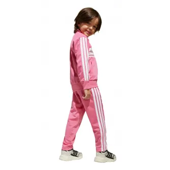 adidas Sportswear, Trening cu detali logo, Alb, Roz pastel, 110 CM