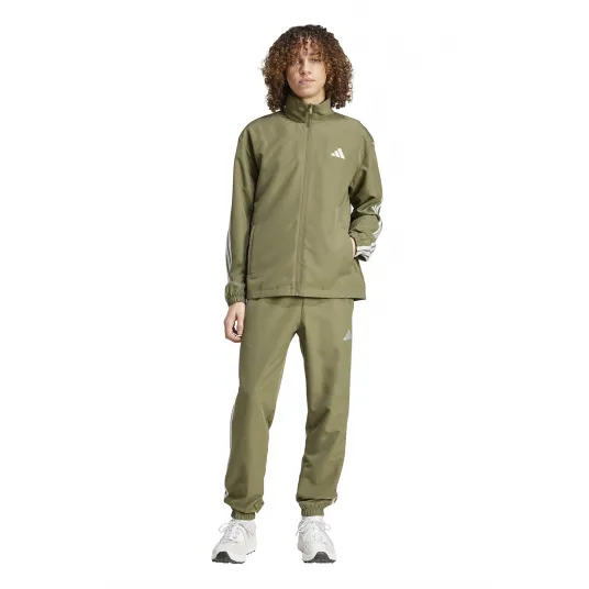 adidas Sportswear, Trening cu fermoar, Alb, Kaki, L
