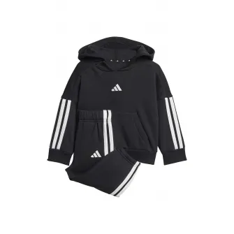 adidas Sportswear, Trening cu gluga si logo, Alb, Negru, 98 CM