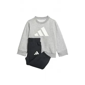 adidas Sportswear, Trening cu imprimeu logo, Negru, Gri melange, 80 CM