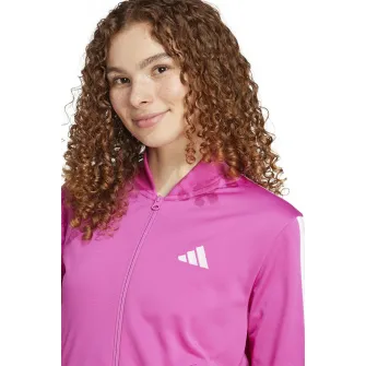 adidas Sportswear, Trening cu logo si fermoar, Alb, Roz, S