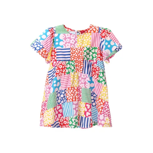 Agatha Ruiz de la Prada, Rochie de bumbac cu imprimeu patchwork, Multicolor, 128 CM