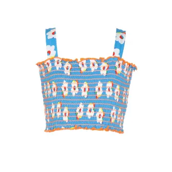 Agatha Ruiz de la Prada, Top crop cu imprimeu floral, Alb, Albastru, 104 CM