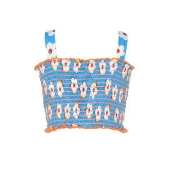 Agatha Ruiz de la Prada, Top crop cu imprimeu floral, Alb, Albastru, 104 CM