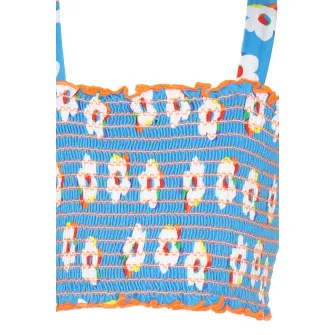 Agatha Ruiz de la Prada, Top crop cu imprimeu floral, Alb, Albastru, 104 CM